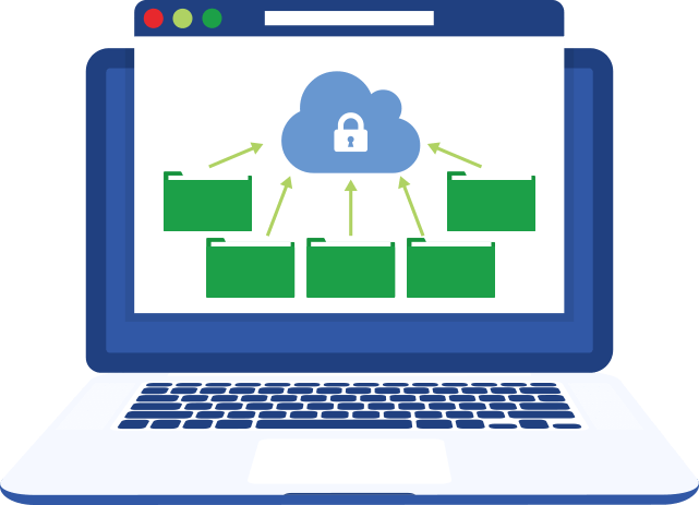 Animated infographic showing a computer representing key features of Title1Crate, a product designed to simplify Title I documentation and compliance.