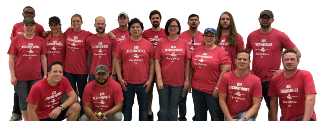 team of people wearing red shirts